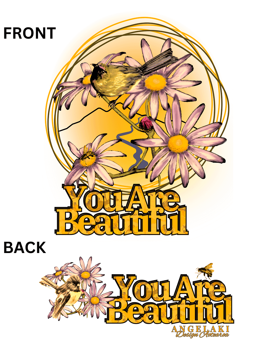 Unisex Kinship - You are Beautiful - Daisy and Bellbird 60s vibe Tee product image (3)
