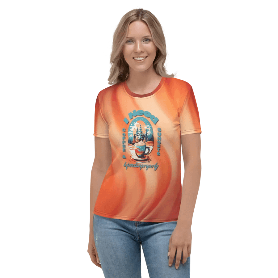 I Need Coffee and Sunsets to Function All Over Print T-shirt product image (2)