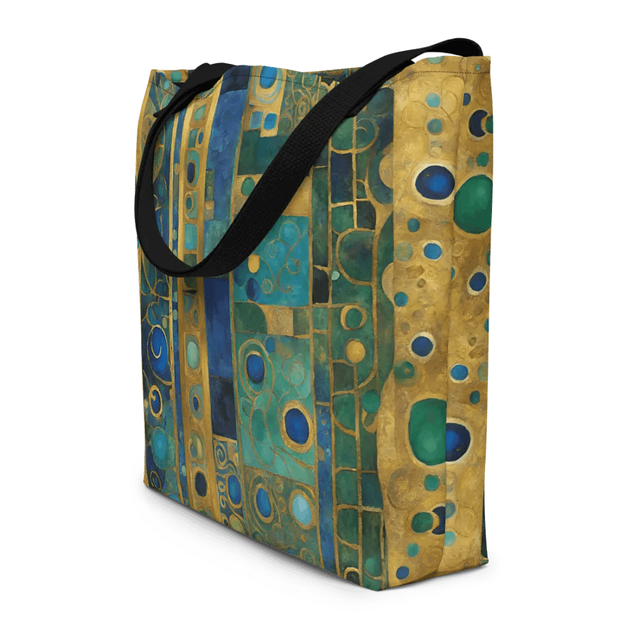 Big tote bag with pocket Klimt insired design product image (8)
