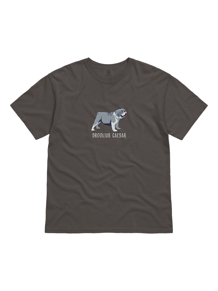 Droolius Caesar T-Shirt(Embroidered) of an English Bulldog(Blue & White) product image (1)