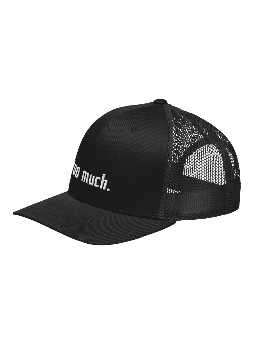 too much. black trucker hat product image (2)
