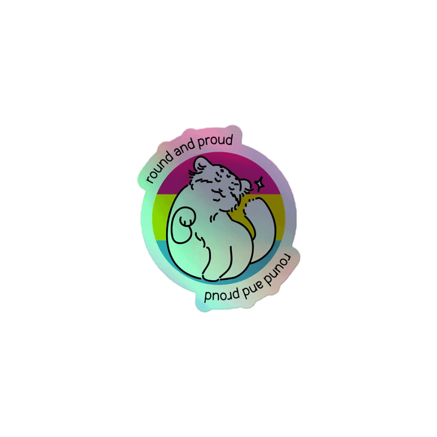 Round and Proud Manul Holo Sticker - Pansexual Flag Version product image (1)