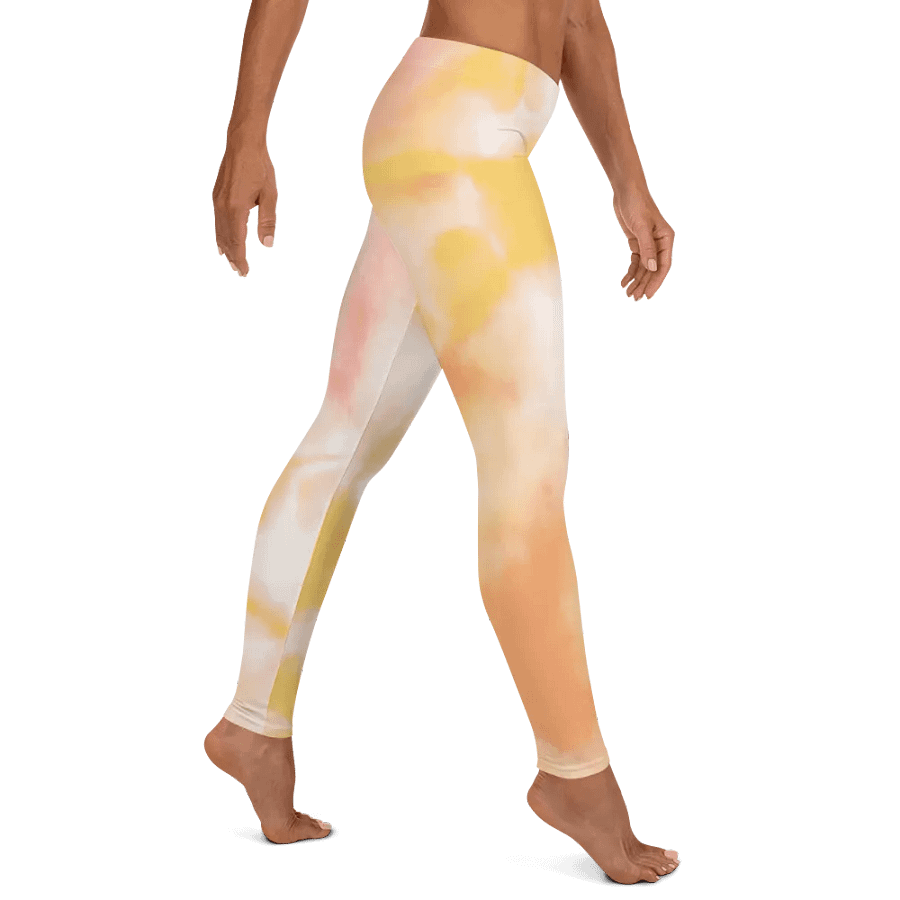 Blushing Pink/Yellow Tie Dye All-Over Print Leggings product image (4)