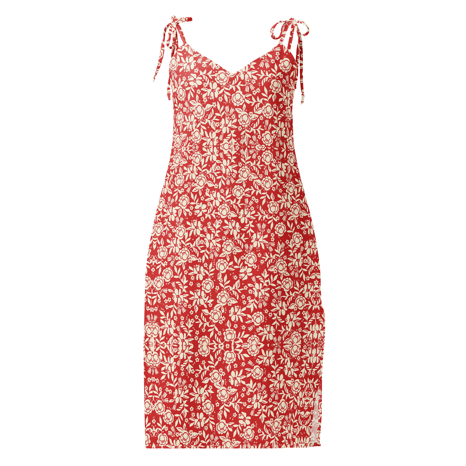 Red Floral All-Over Print Slip Dress product image (1)