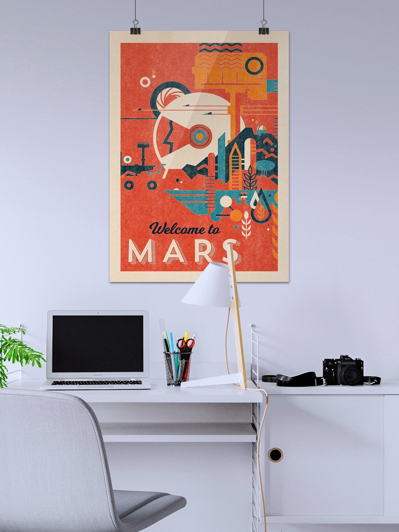 Welcome to Mars — Vintage space poster, retro space art, propaganda poster, retrofuturism art, retro sci-fi print product image (2)