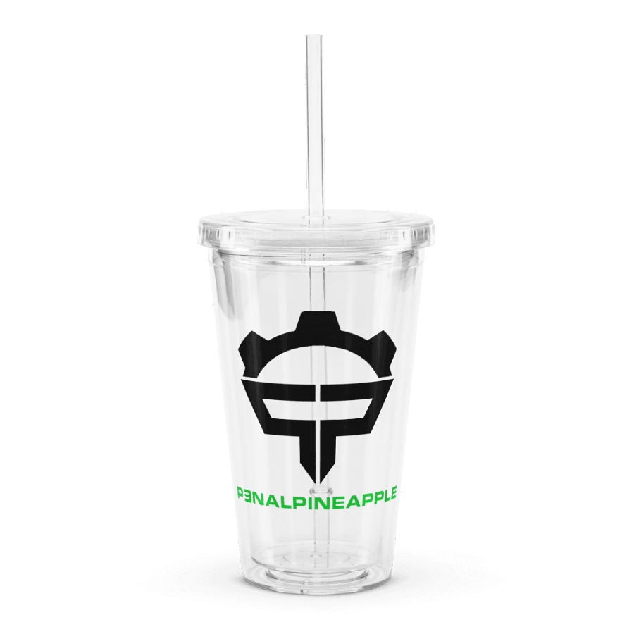 P3nAlPineapple - Black Logo Double Wall Clear Plastic Tumbler (16oz) product image (1)