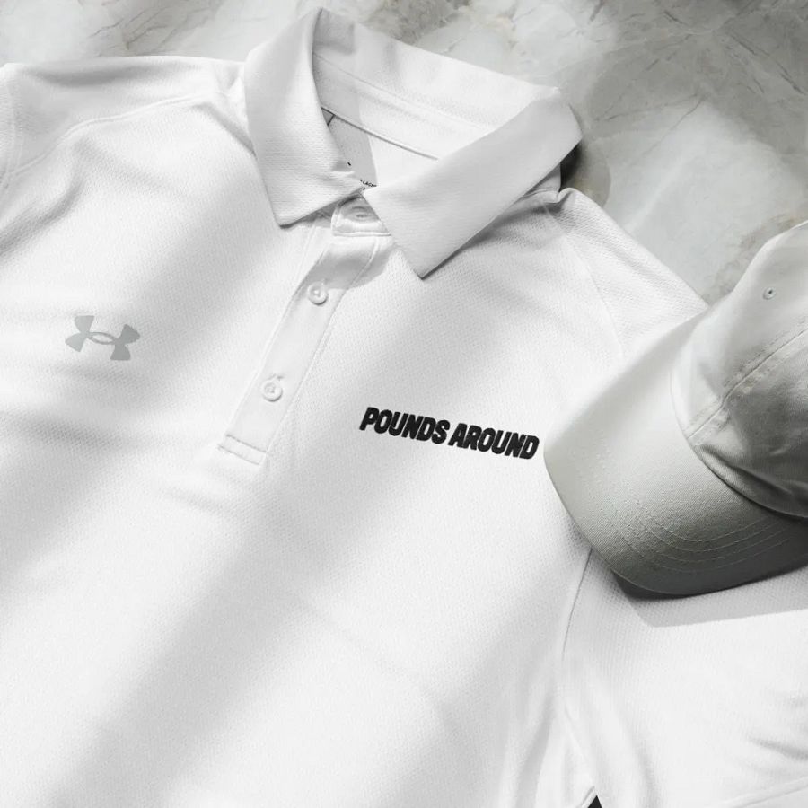 POUNDS AROUND WHITE AND BLACK UNDER ARMOUR POLO SHIRT product image (5)