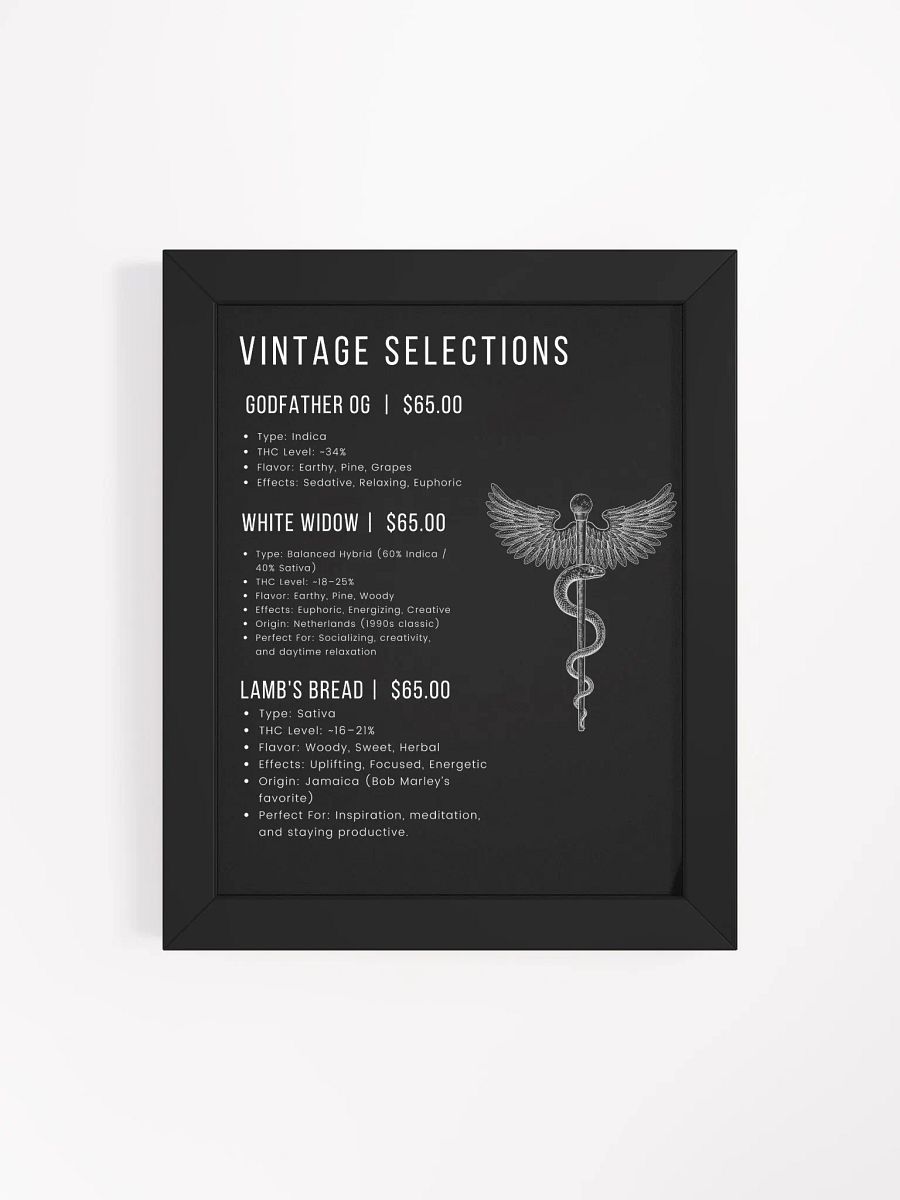 Vintage Selections Cannabis Menu Poster product image (10)