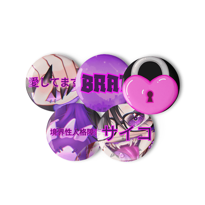 🔮Goth Pin Set - BPD Bestie Collection🐰 | 20% of profits go to BPD charity~💜 product image (3)
