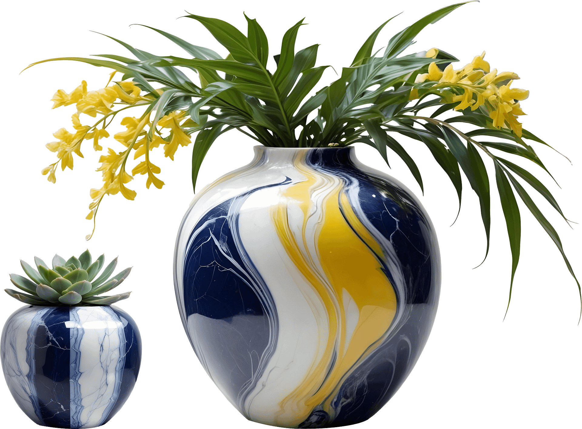 Marble Eternal – Set Sapphire Elegance Vase PNG 2 objects product image (1)