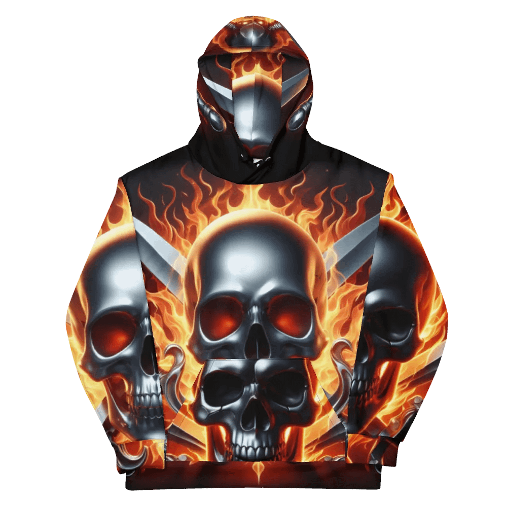Fiery Skull Swords - Unisex Skull Hoodie #24 product image (11)