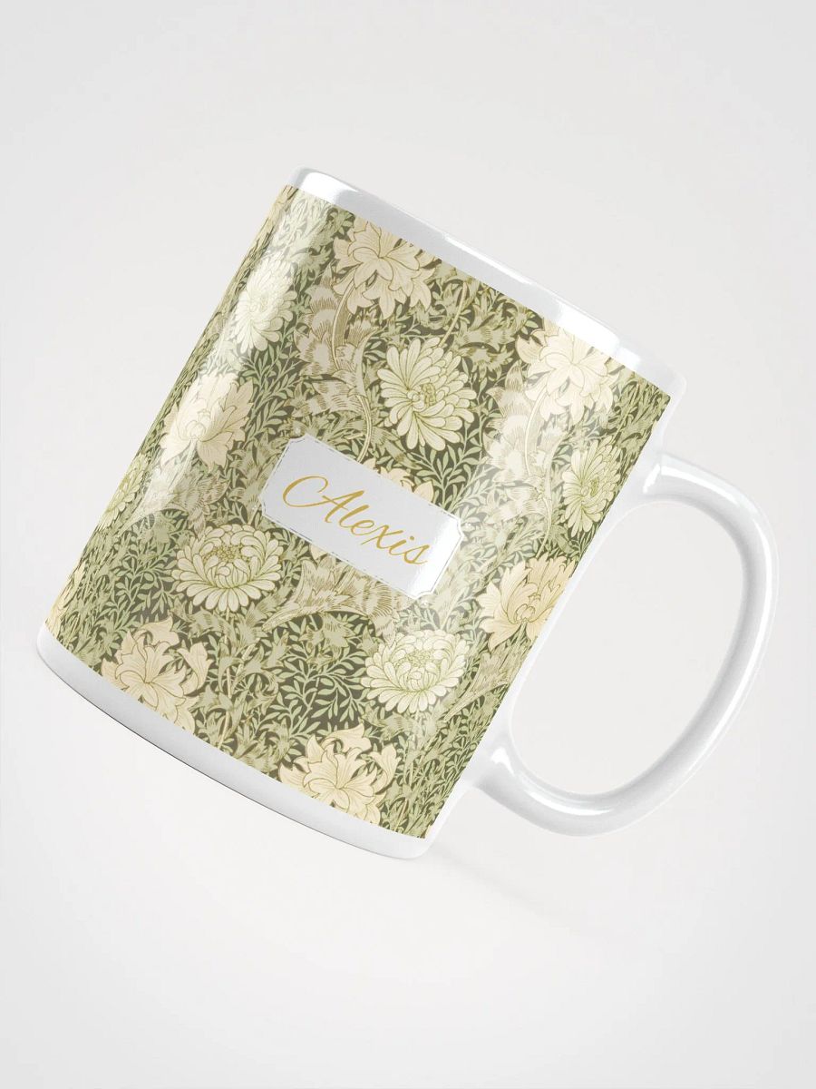 Personalized Chrysanthemum Pattern White Glossy Mug product image (4)