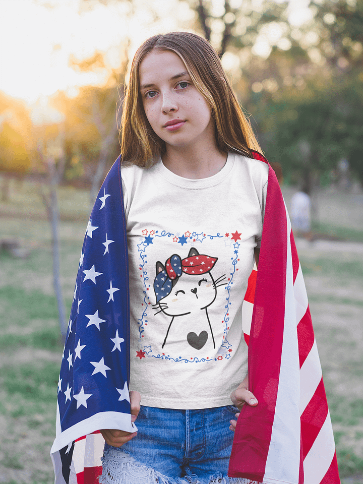 Cute Patriotic Cat 4th of July T-Shirt product image (1)