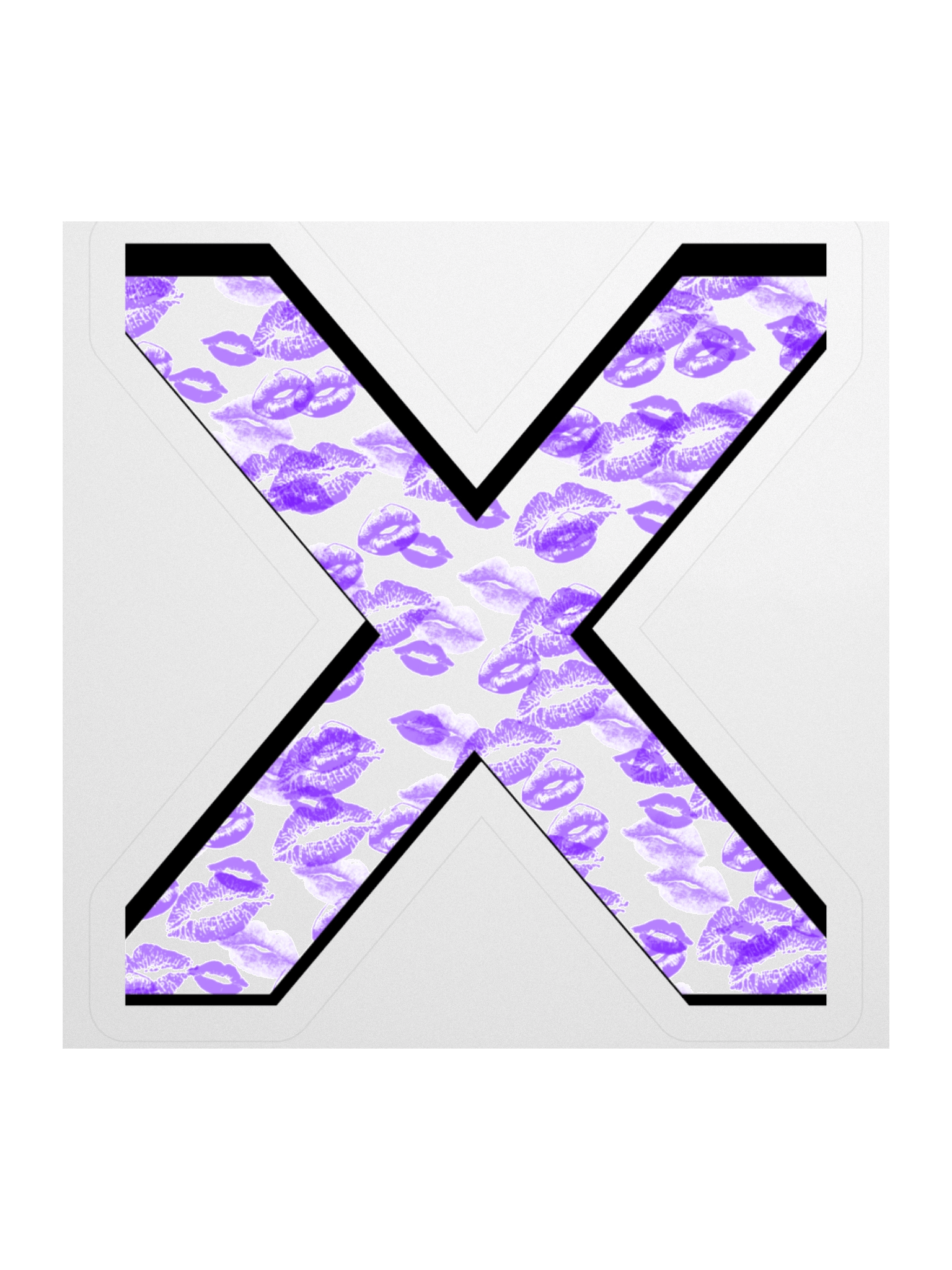 White X Purple Lipstick Kisses | Kiss-cut Sticker product image (1)