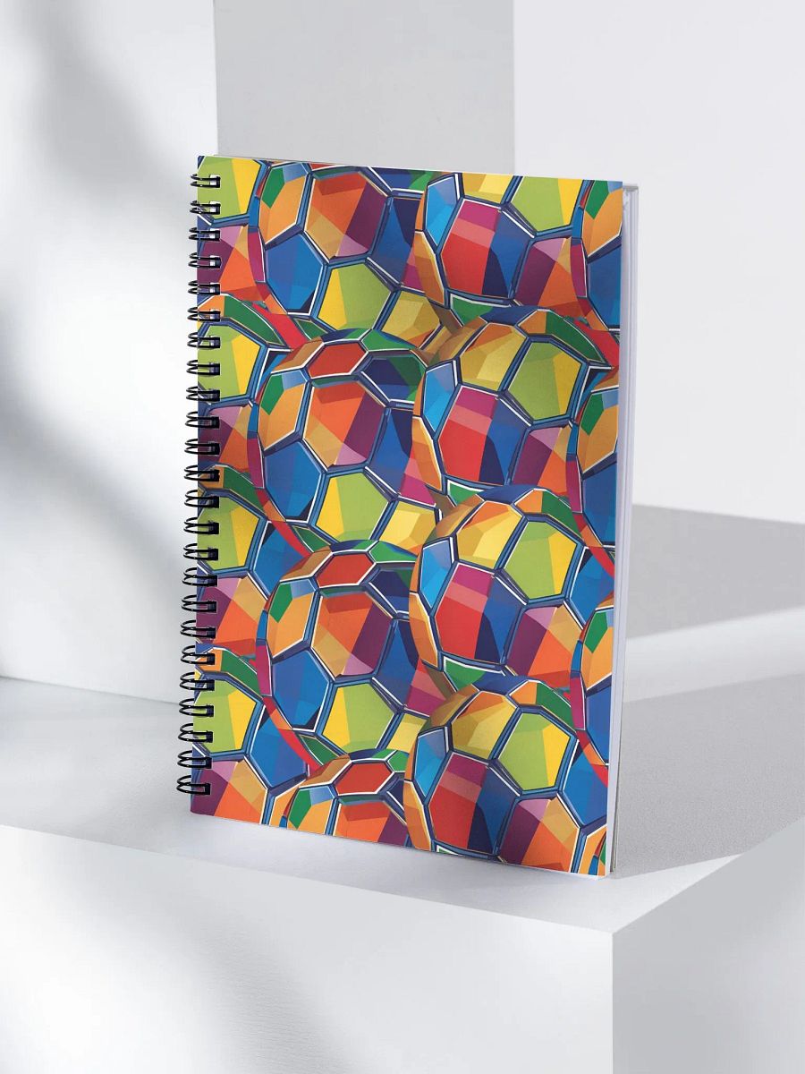Geometric Multi-colored Patterned Soccer Balls Spiral Notebook product image (4)