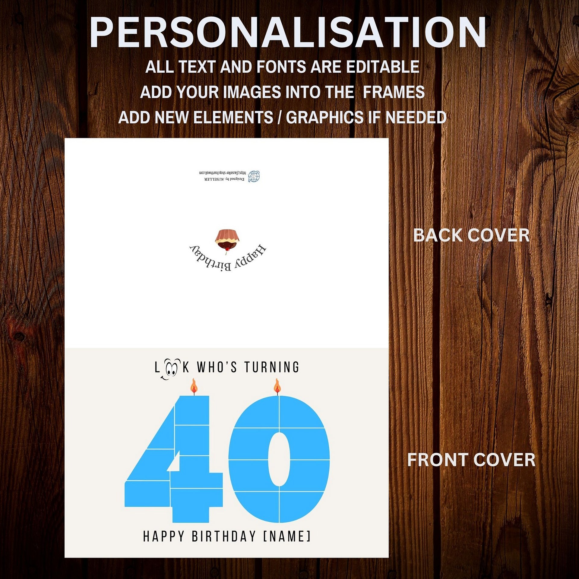 40th Birthday Number Photo Card Canva Template product image (5)