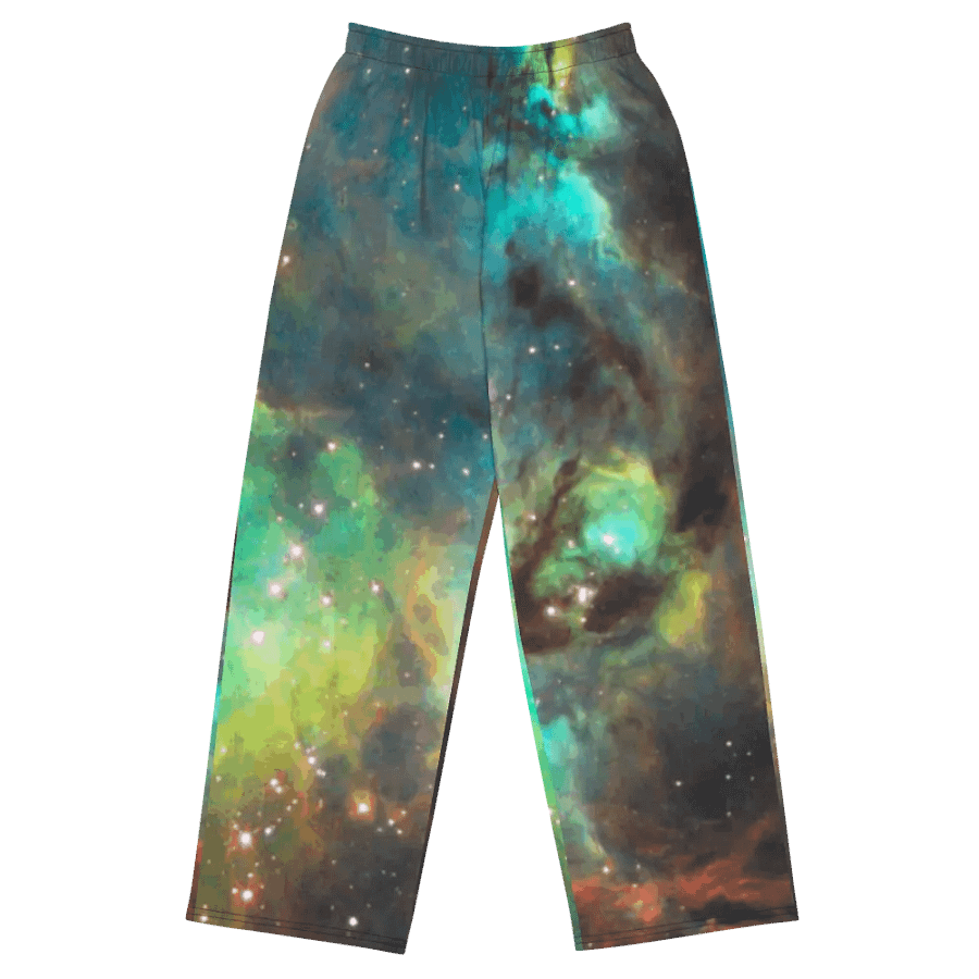 Green Galaxy Unisex Wide-Leg Pants product image (6)