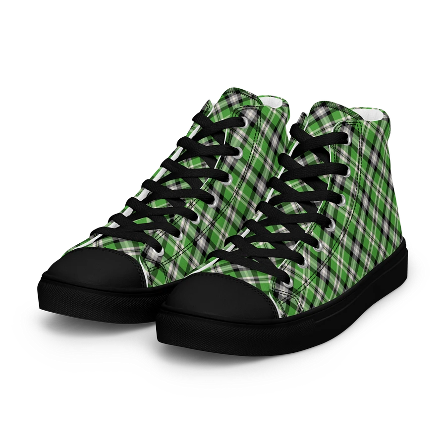 Bright Green Plaid Men's High Top Shoes product image (2)