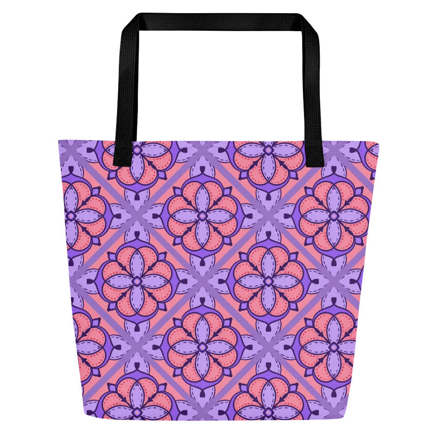 Peach and Lilac Symmetry Pattern All Over Print Tote product image (2)
