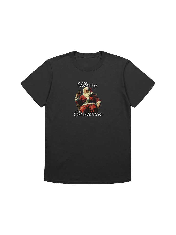 Vintage Santa Drinking a Glass of Wine Unisex Christmas T-Shirt product image (4)