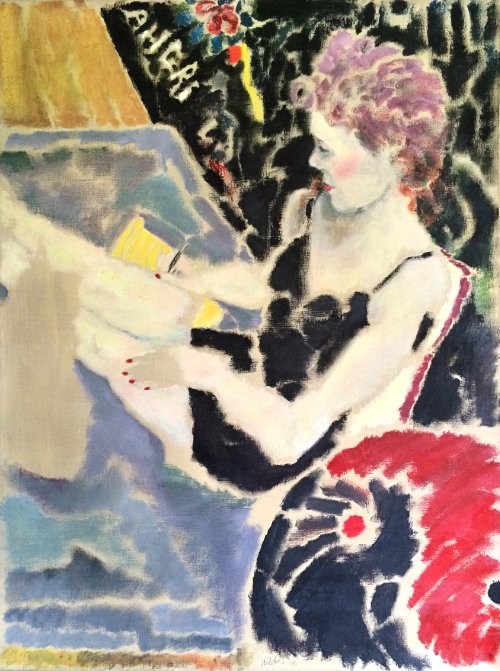 Woman Writing (1988) on canvas (30" x 40") product image (1)