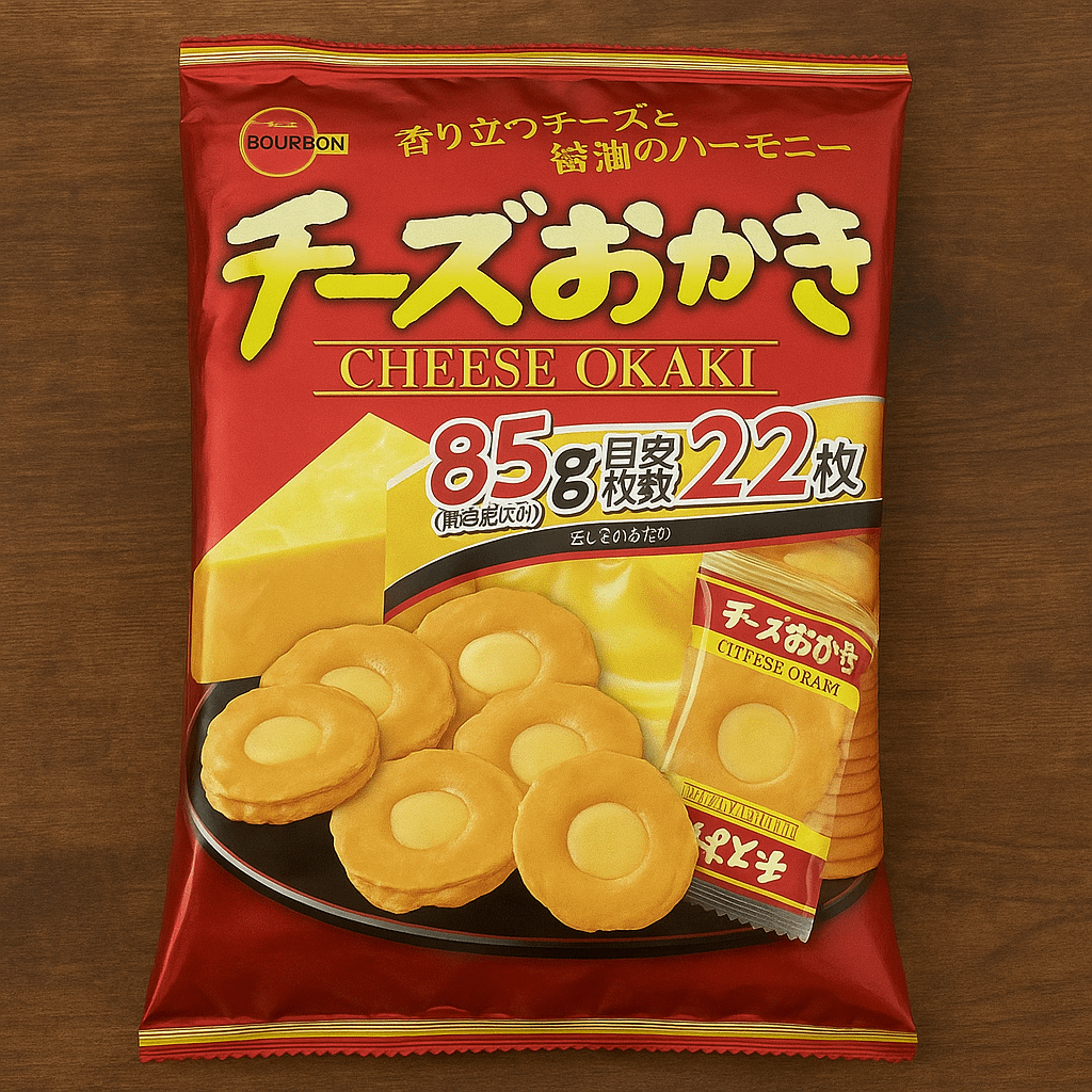🎎 Bourbon Cheese Okaki – Japanese Mochi Rice Crackers with Cheese – 85g Pack product image (1)
