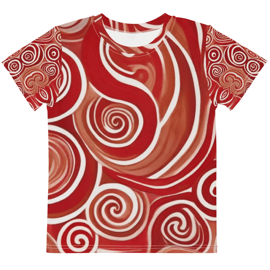 Funky Cherry Swirls Liquid Tie-Dye Kid's and Toddler's Crew Neck T-shirt product image (9)