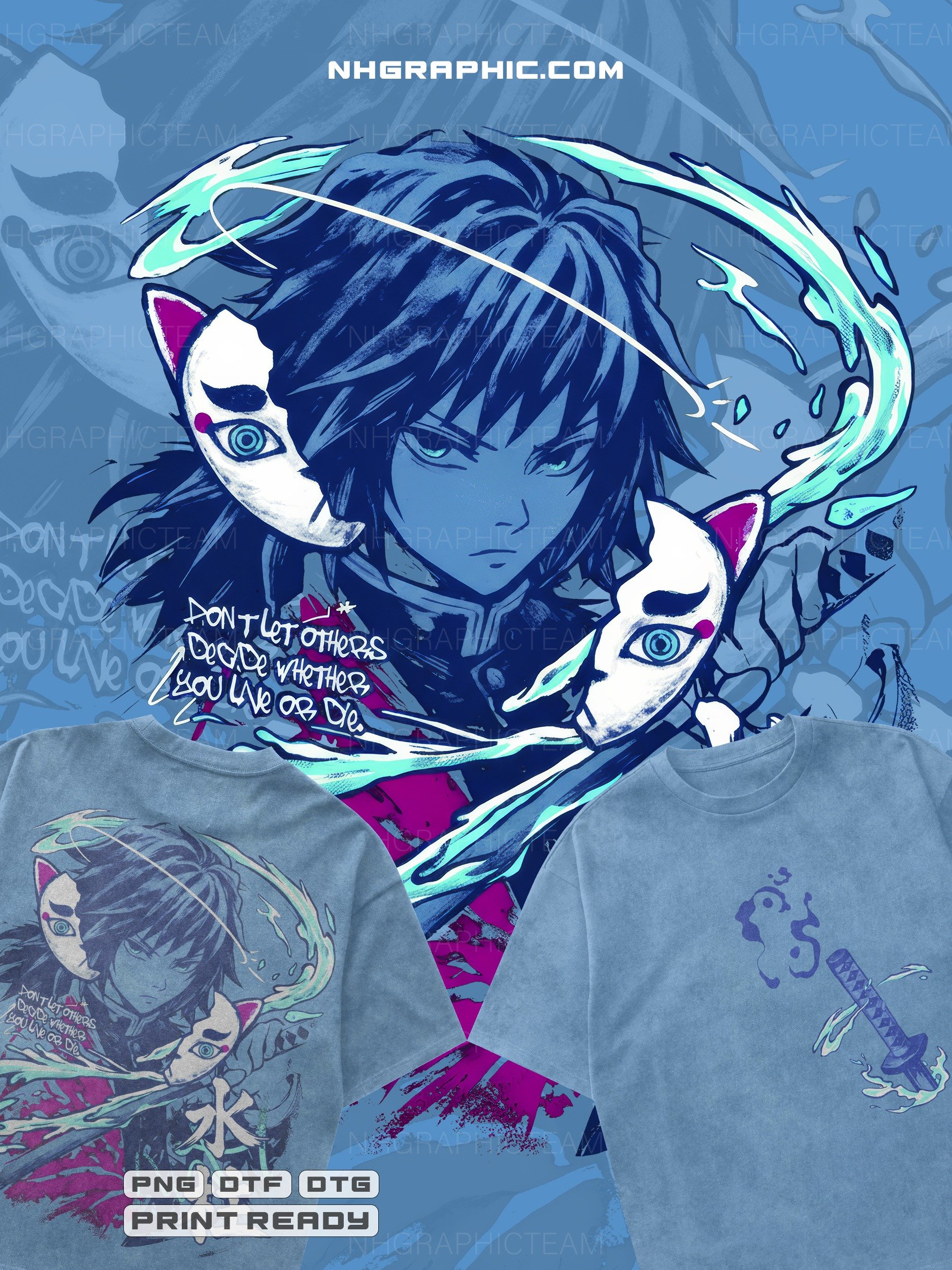 Kimetsu no Yaiba | Demon slayer t-shirt PNG designs bundle 9 back and front files product image (3)