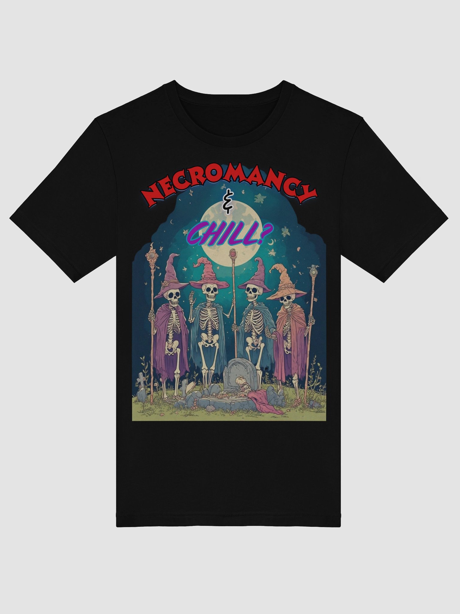 Necromancy & Chill Skeleton Wizard T-Shirt product image (48)