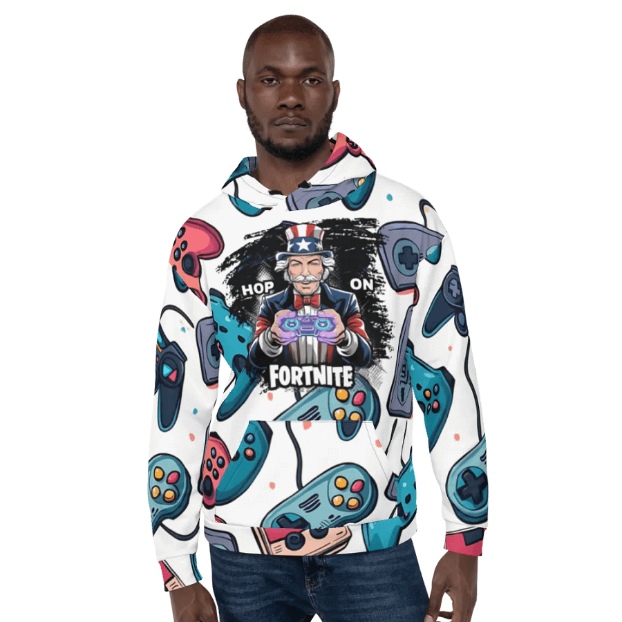 Hop On Fortnite Patriotic Gamer Custom All-Over Hoodie product image (6)