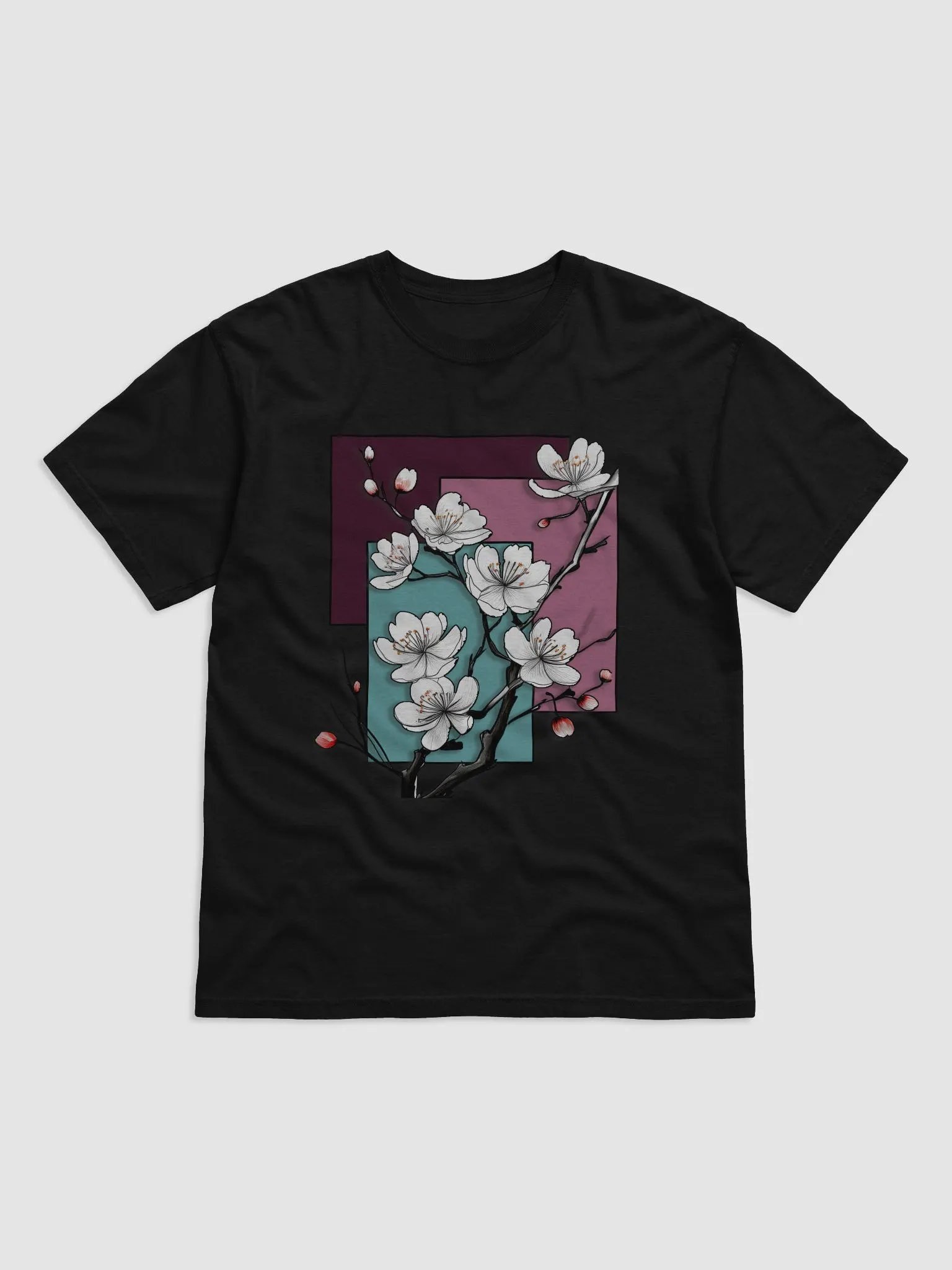 Culture Haus Graphic T-Shirt - Color Block Cherry Blossoms product image (2)