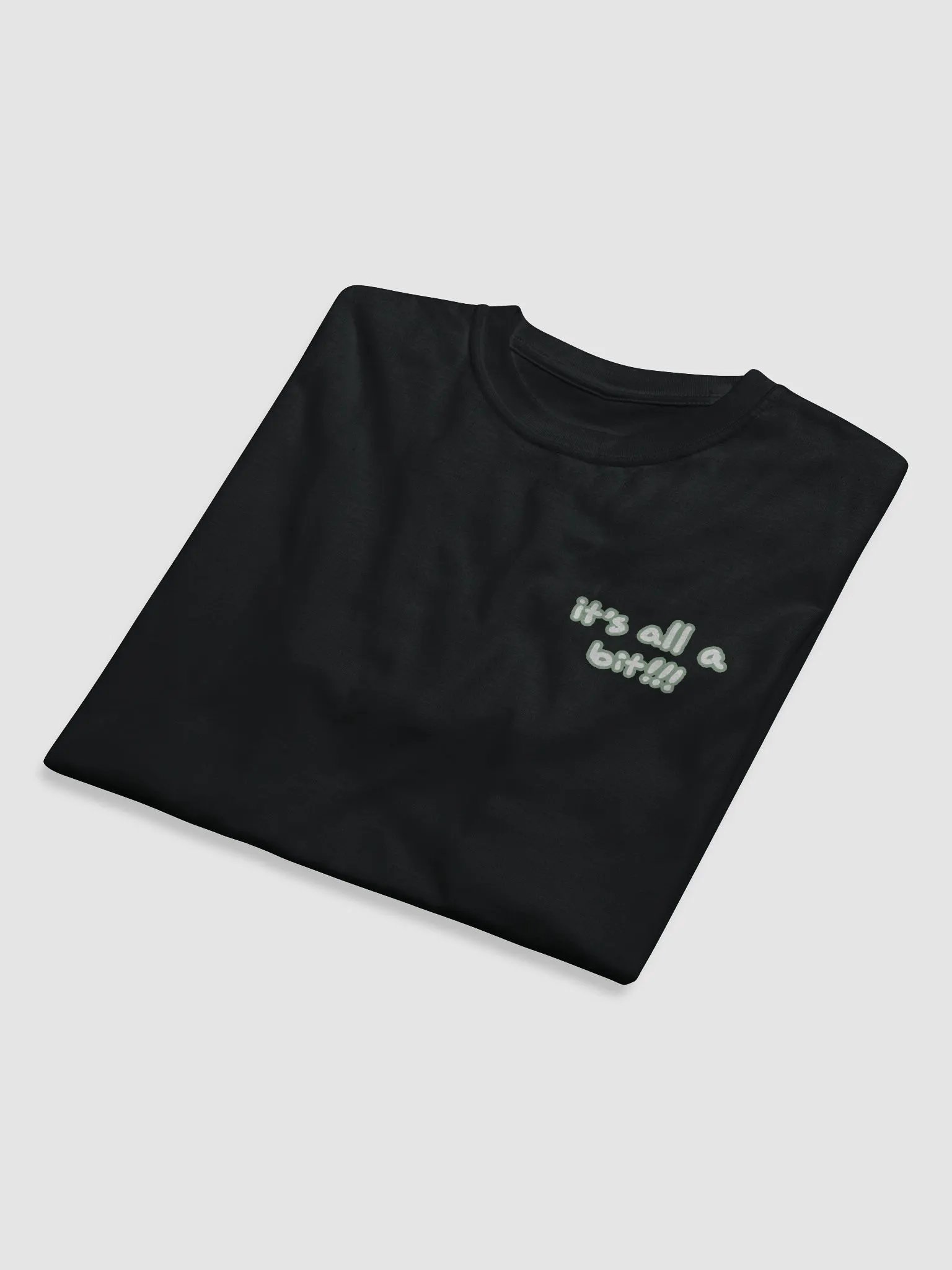 “It’s all a bit!!!” (sm. lined design, #CCE1C4) unisex eco tee product image (8)