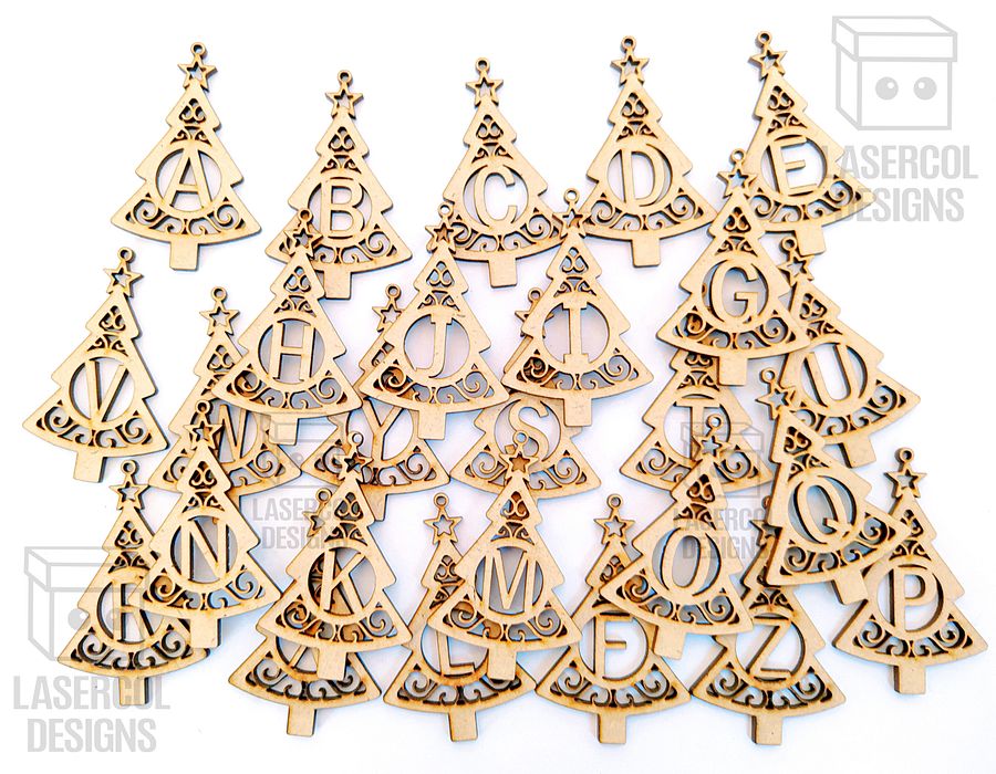 Monogram Christmas Tree Ornaments - Laser Cut Files product image (9)