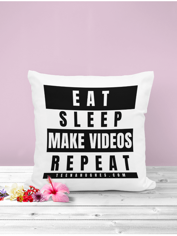 EAT • SLEEP • MAKE VIDEOS • REPEAT • CUSHION & COVER product image (1)
