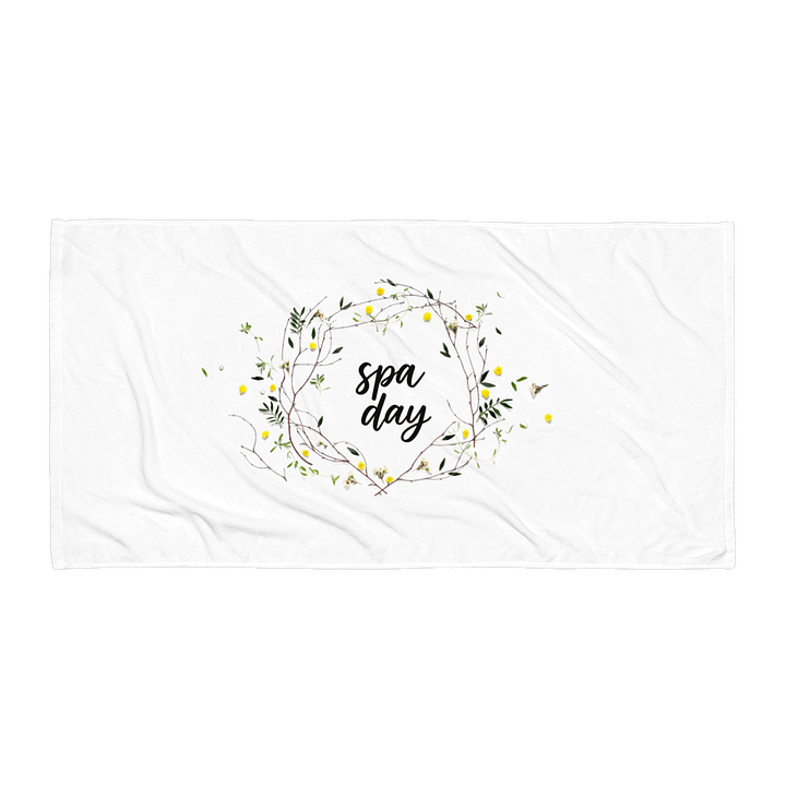 SPA DAY BODY TOWEL – 30"x60", COTTON TERRY BACK, MINIMALIST BOTANICAL WREATH DESIGN product image (1)