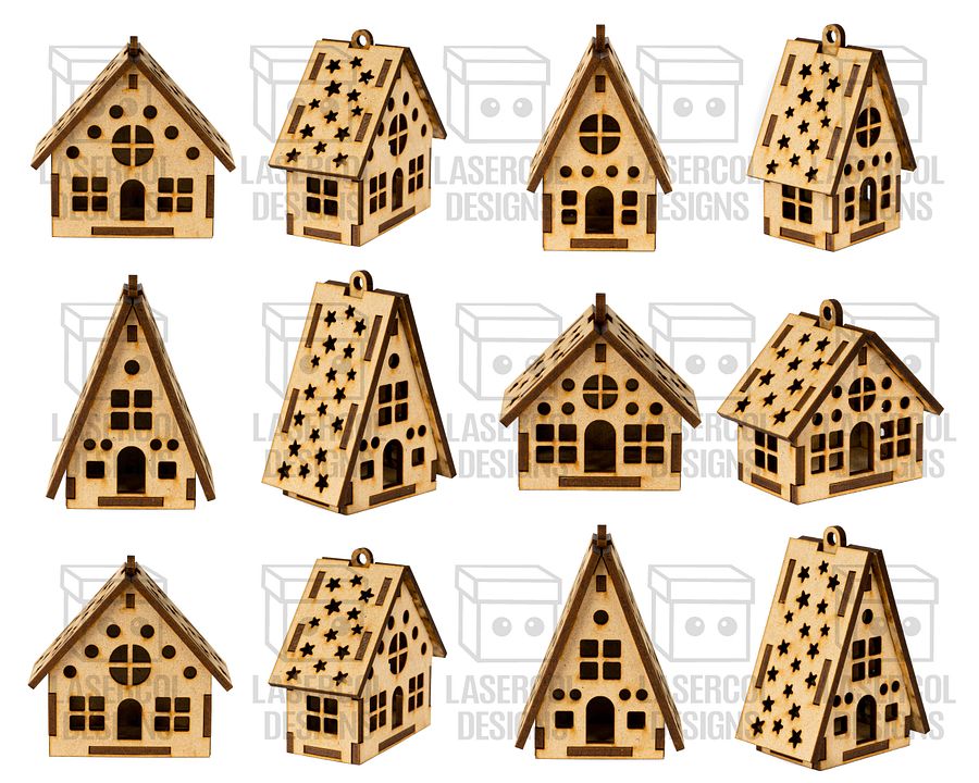 Christmas Houses Ornaments Box - Laser Cut Files product image (3)