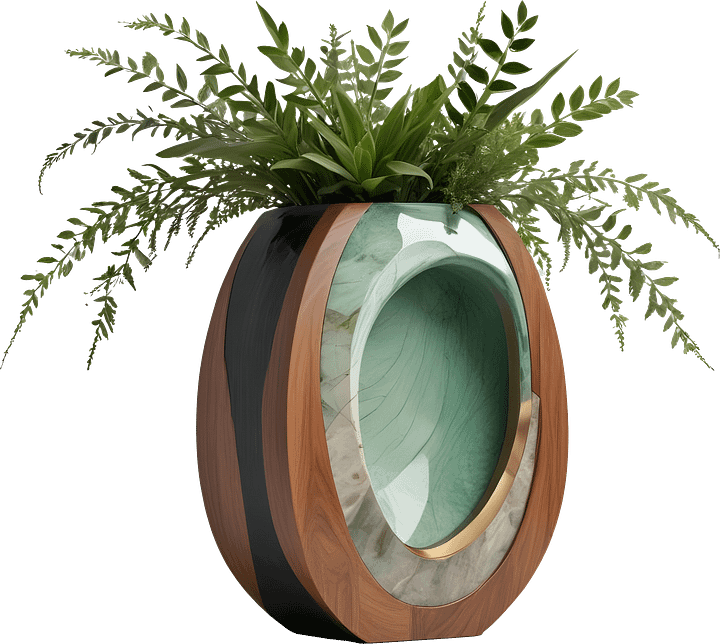 Luxe Botanique – Oval Emerald Vase PNG product image (1)