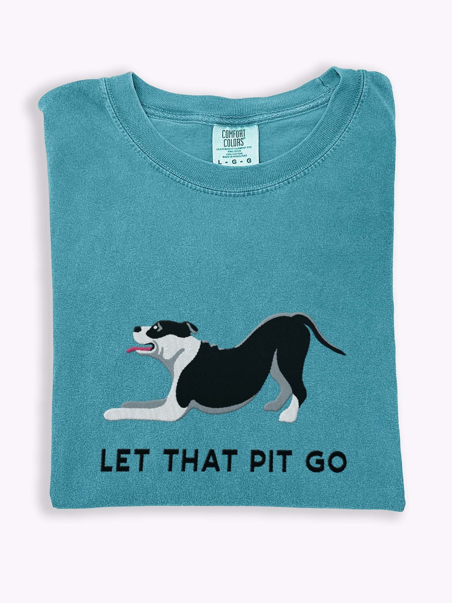 Let That Pit Go T-Shirt(Embroidered) of a Pitbull Terrier(Black) product image (1)