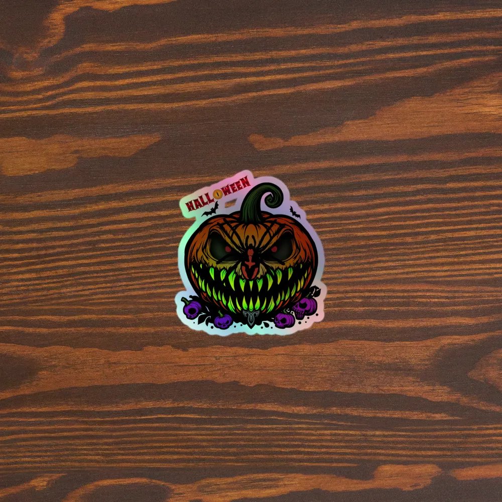 Halloween Evil Pumpkin Holographic Sticker product image (5)