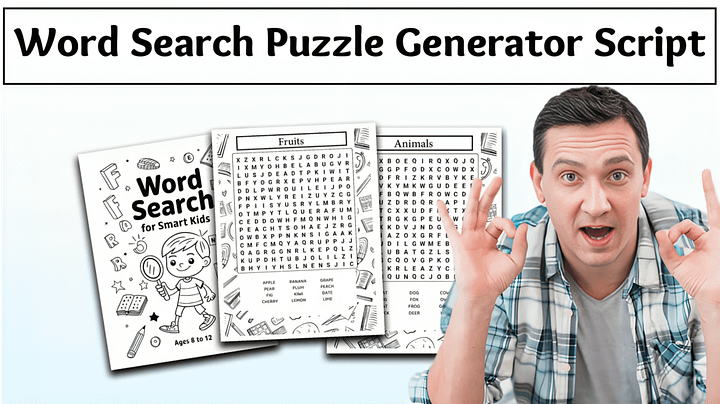 Word Search Puzzle and Word Art Generator Script – Automated Python Tool for Creating High-Quality Word Search Grids and Printable Outputs product image (1)