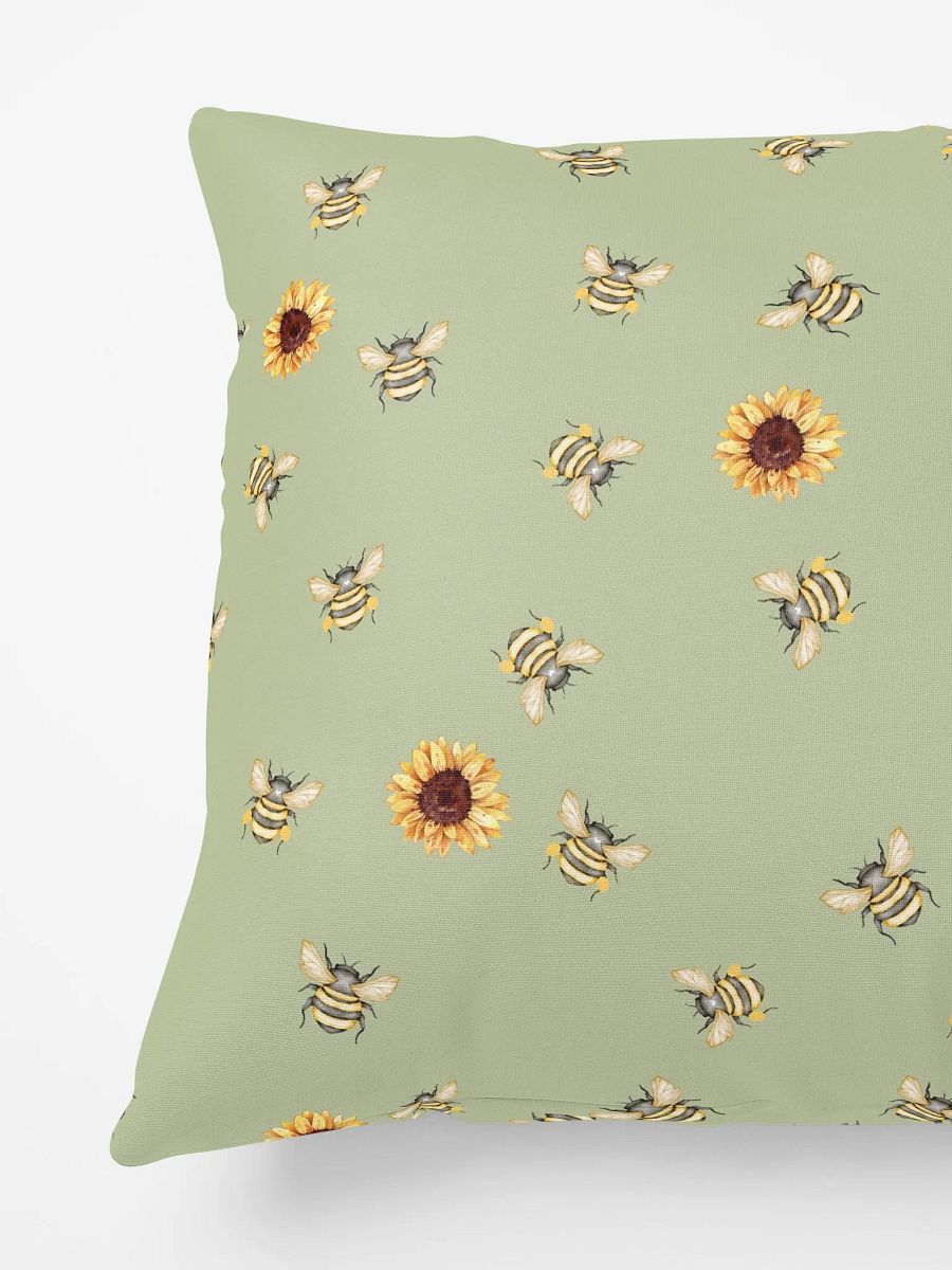 COTTAGE SUMMER SUNFLOWER HONEYBEE GREEN - Basic Pillow product image (4)