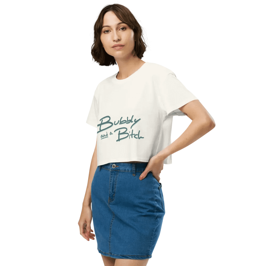 Bubbly and a B*tch (forest shadow design) printed cotton crop top product image (16)