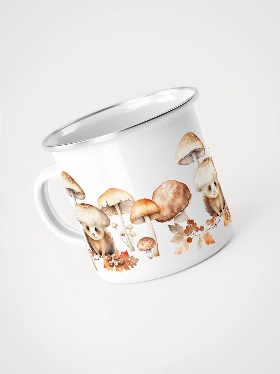 Whimsical Woodland Enamel Mug - Igelfreunde Tasse mit herbstlichem Motiv product image (5)