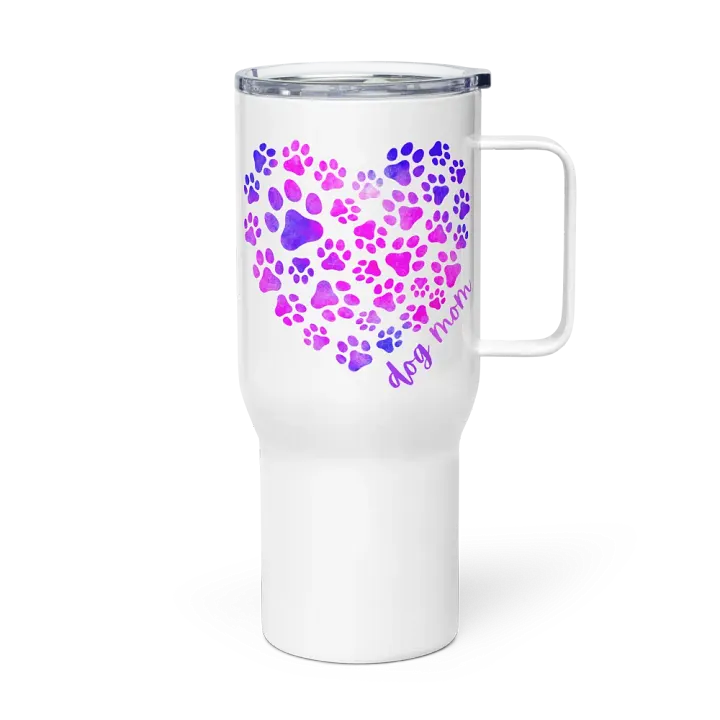 Dog Mom Colorful Paws Heart Travel Mug Drink Cup product image (2)