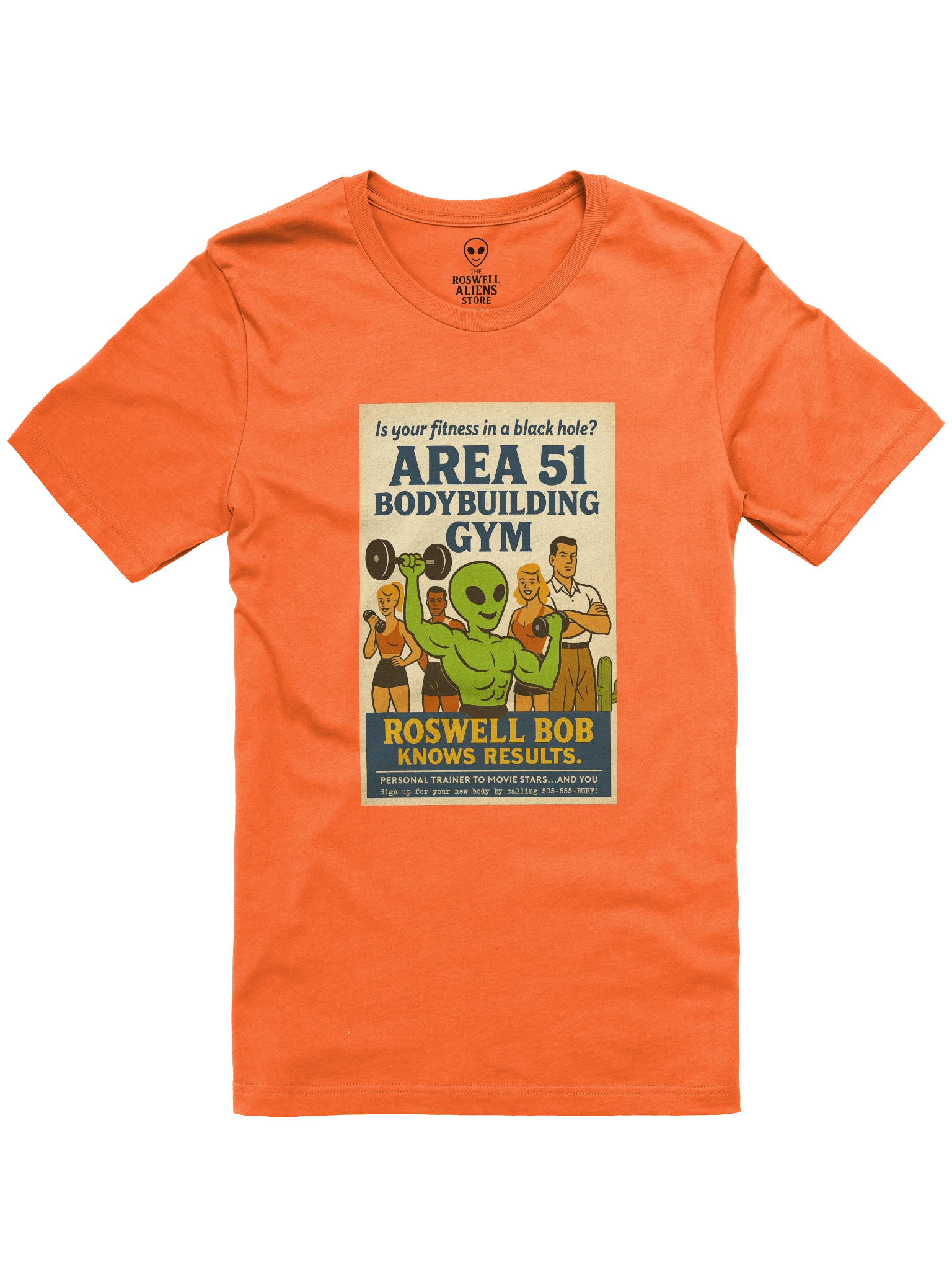 Area 51 Bodybuilding Gym Roswell Aliens 1950's Retro Poster Unisex T-Shirt product image (1)