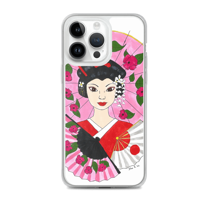 Japanese Geisha (art by Dina R.) acrylic painting - Clear Case for iPhone product image (2)