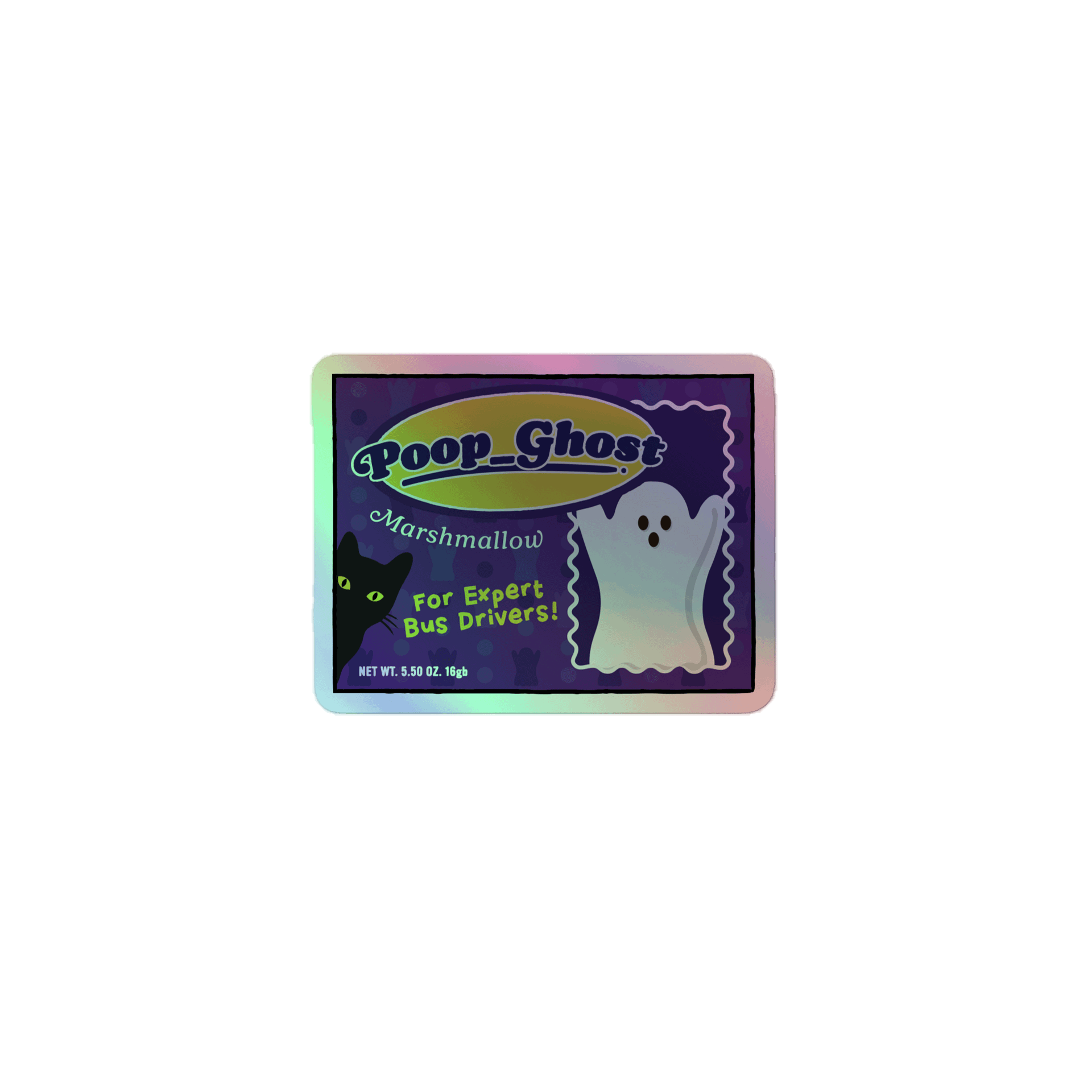 Poop_Ghost Marshmallow Holographic Sticker | Poop_Ghost product image (1)