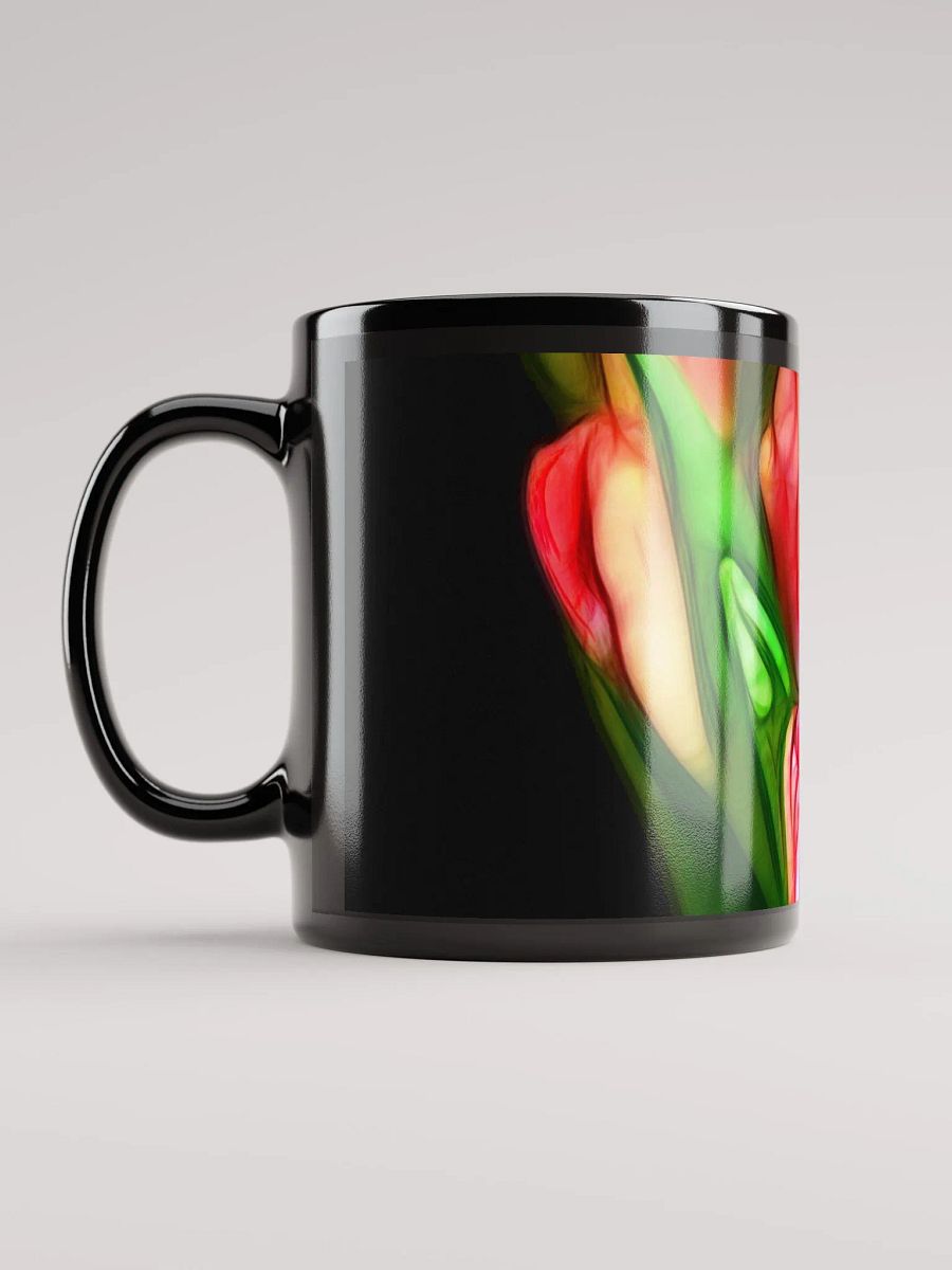 Abstract Pink Tulips Black Coffee Mug product image (12)