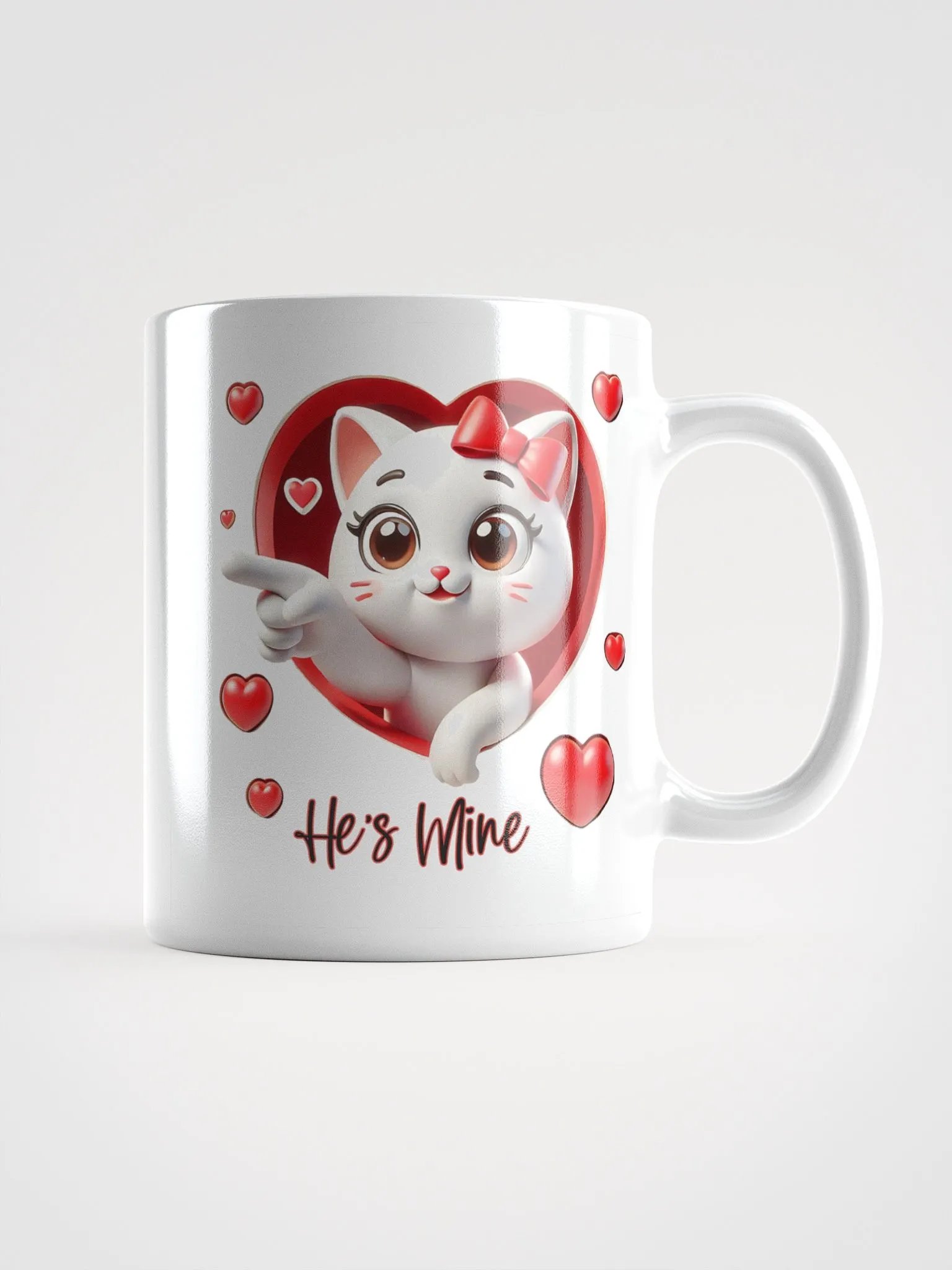Cute Cat Heart Mug Purrfect Love "He's Mine!" product image (1)