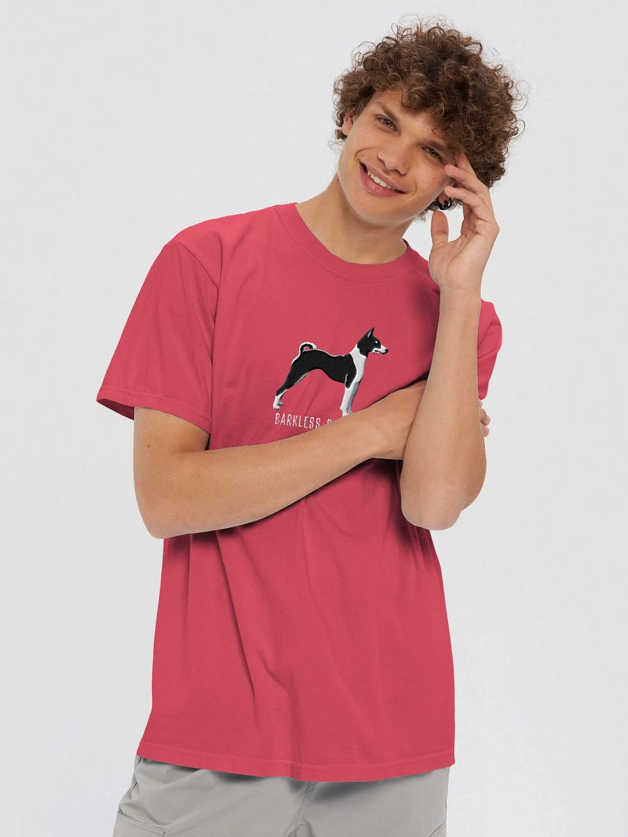 Barkless Romantic T-Shirt(Embroidered) of a Basenji(Black & White) product image (37)